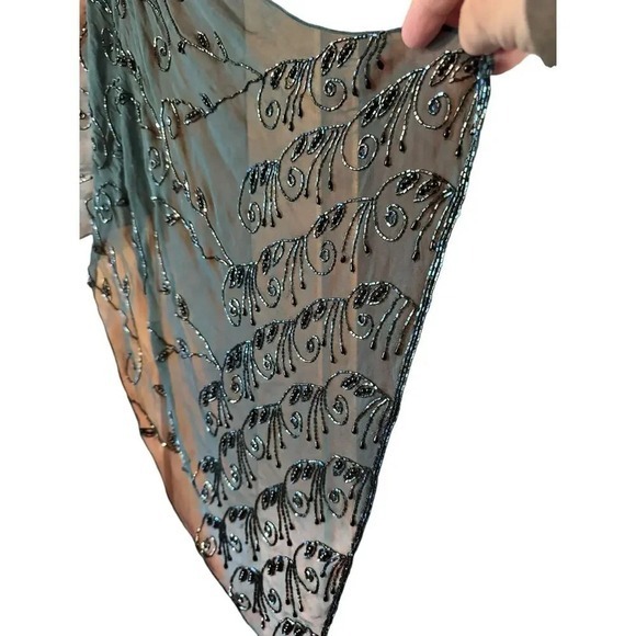 Beaded Shawl Evening Wrap Sheer Embellished Formal Occasion Party Cover Up - Picture 4 of 10